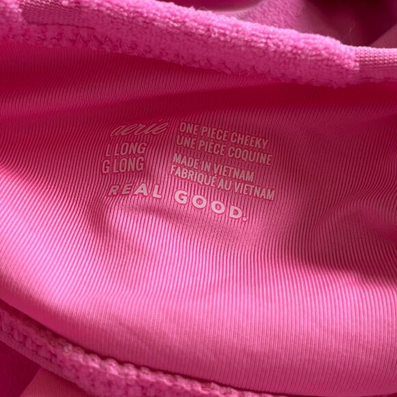 NWT Aerie | Pink Embossed Floral One-Piece Cut Out Swimsuit | Size L Long - Picture 8 of 11